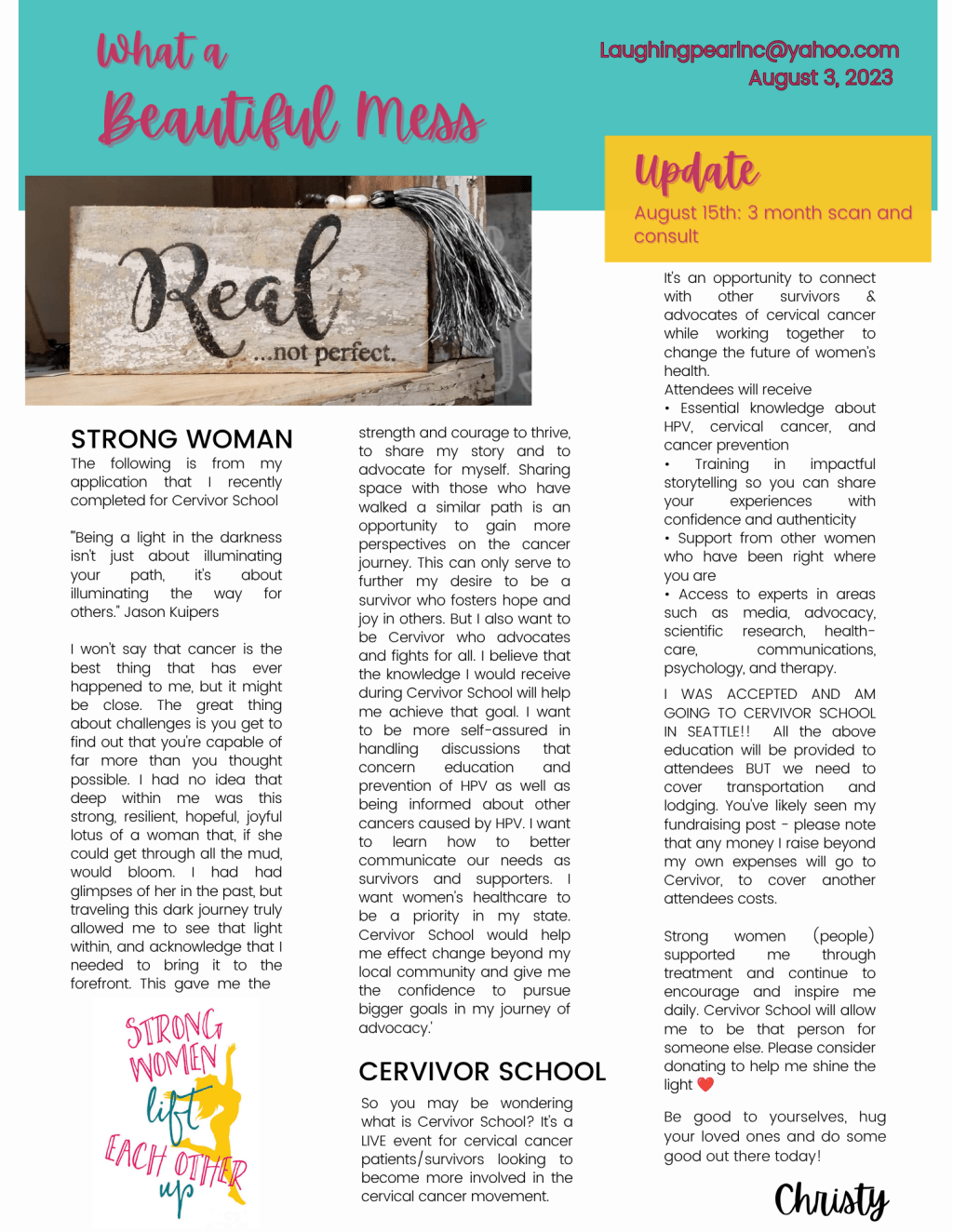STRONG WOMAN/ CERVIVOR&nbsp;SCHOOL